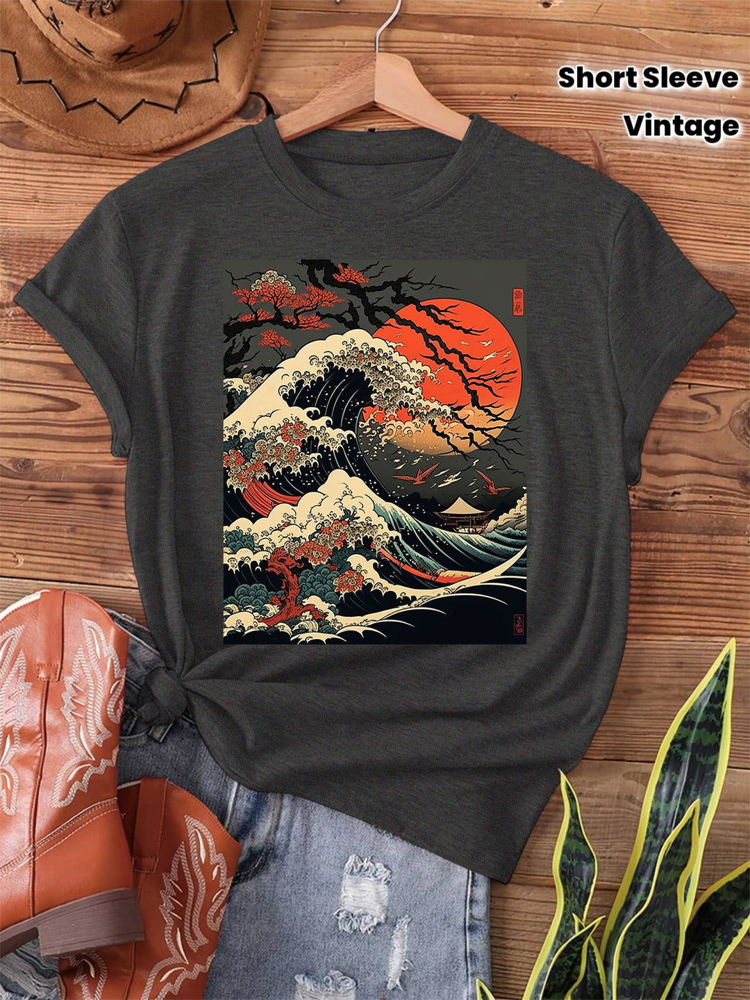 Wane - Vintage Japanese Print Graphic Tee Women