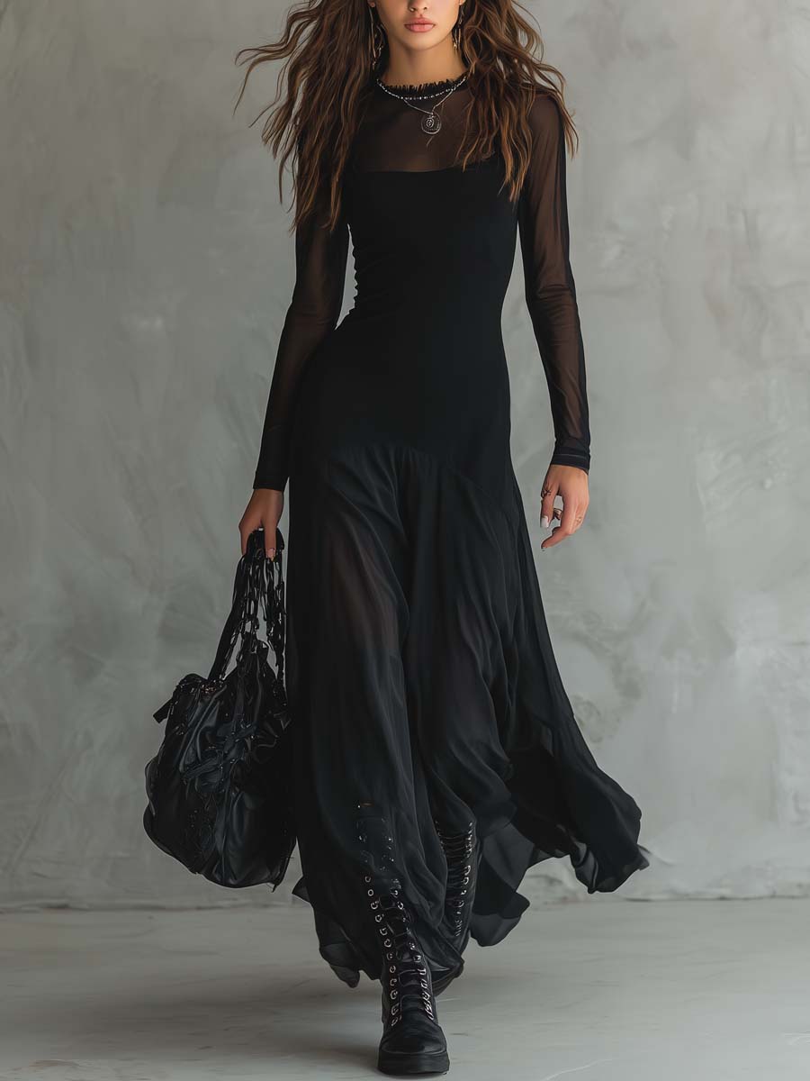Raven - Formal Black Tie Going Out Maxi Dress