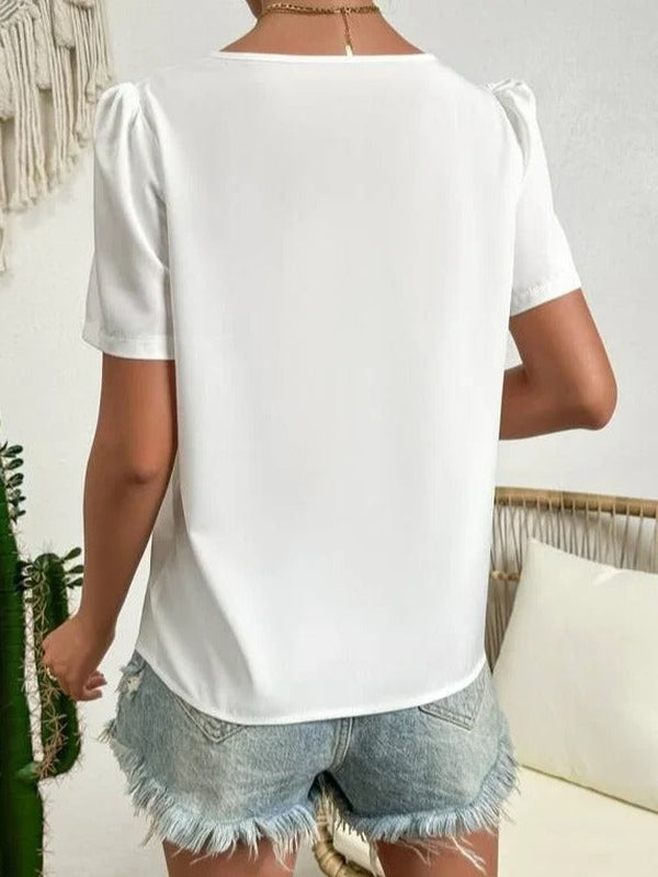 Hannelore | Women’s Elegant Asymmetrical Neck Puff Sleeve Blouse