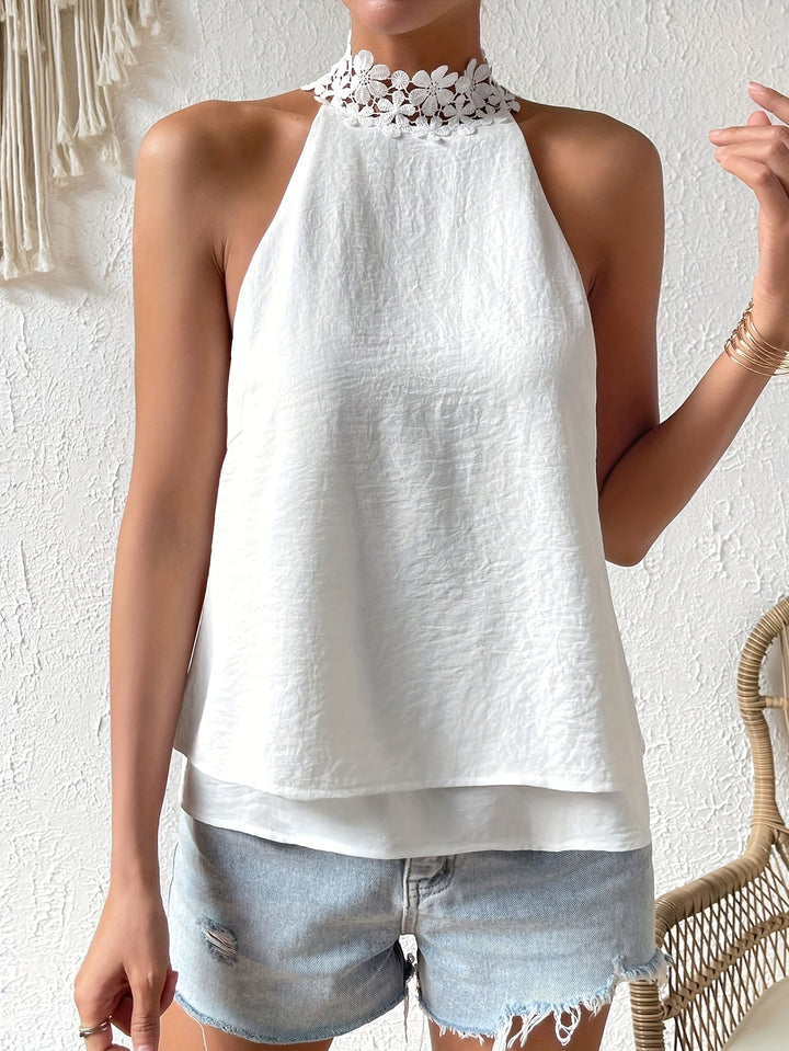 Hope - Women's Casual White Halter Top Shirt