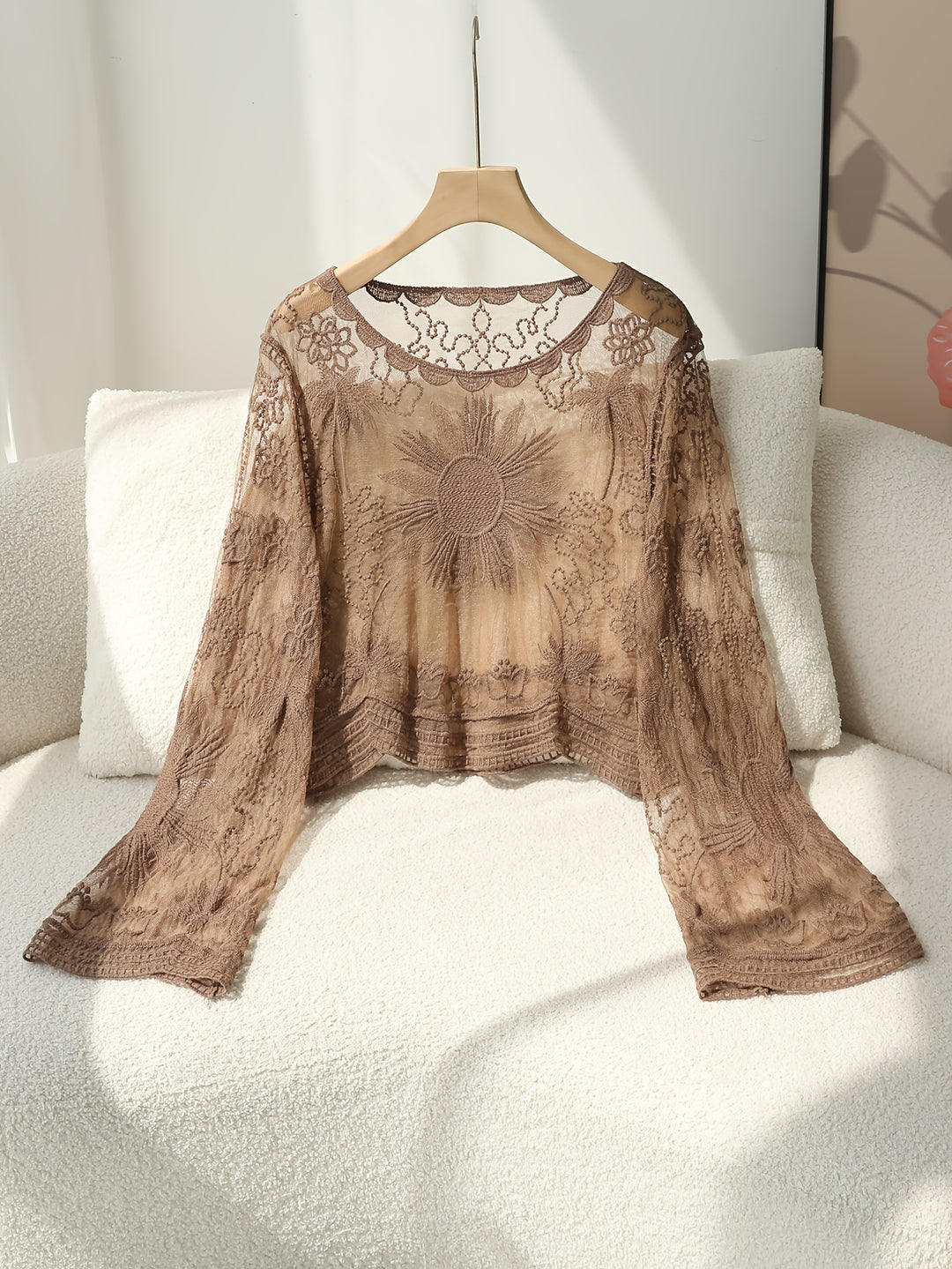 Women's Belly-Baring Bohemian Embroidered Beach Blouse Cover Up