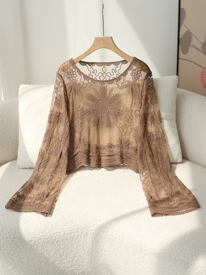 Women's Belly-Baring Bohemian Embroidered Beach Blouse Cover Up