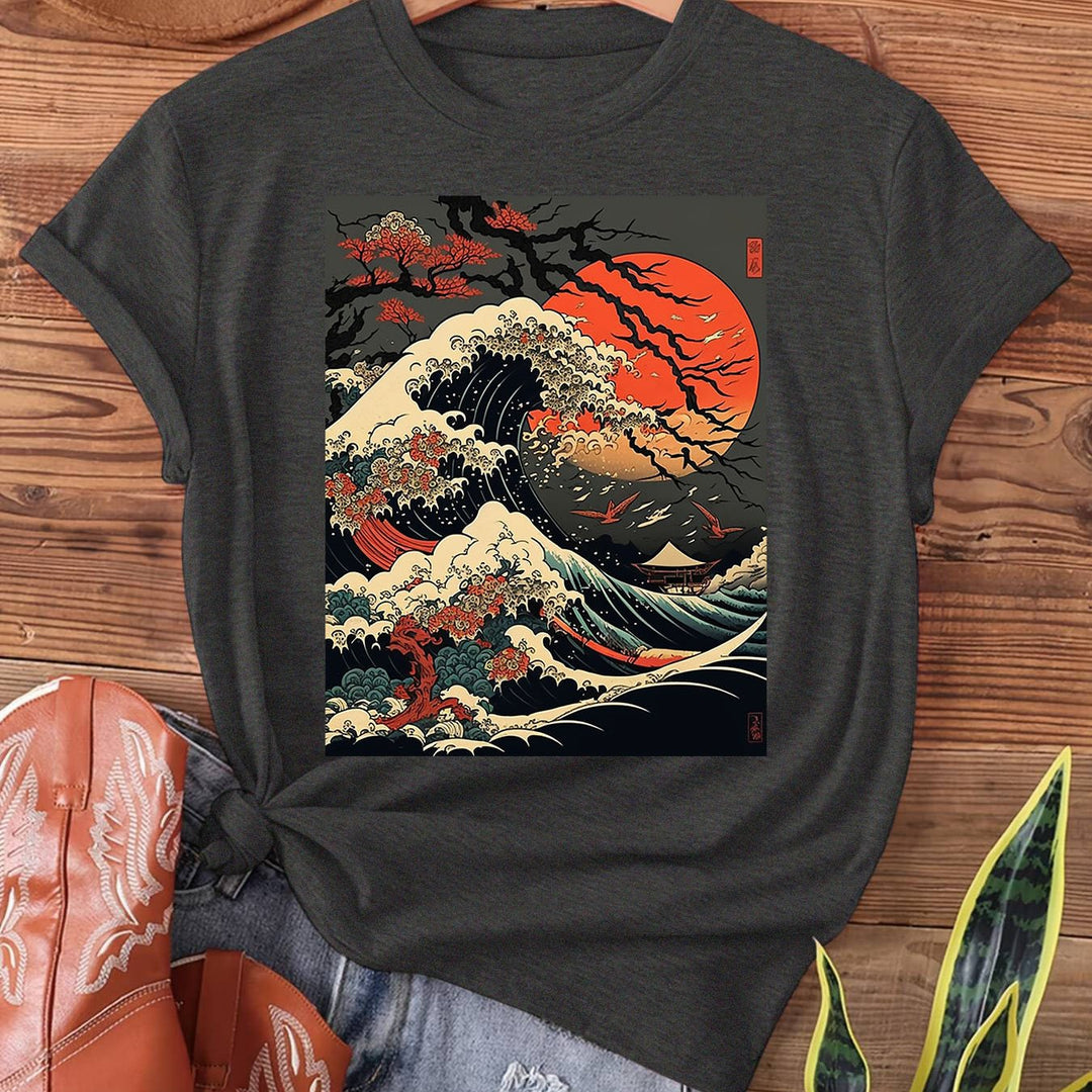 Wane - Vintage Japanese Print Graphic Tee Women