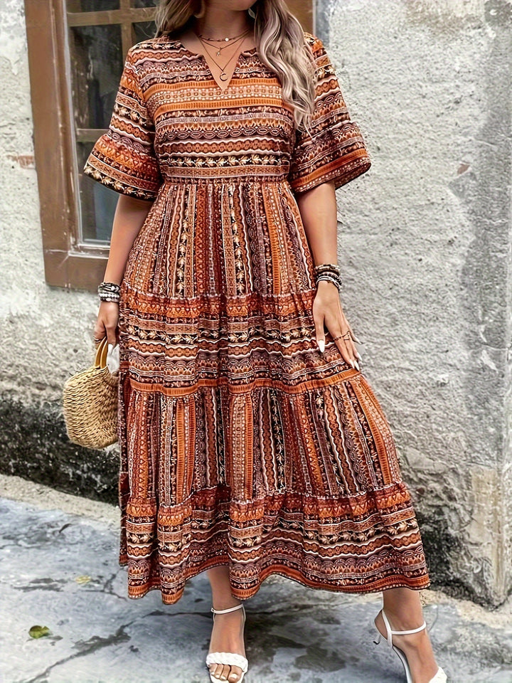 Audrey | Chic Women’s Boho Printed Flowy Midi Dress