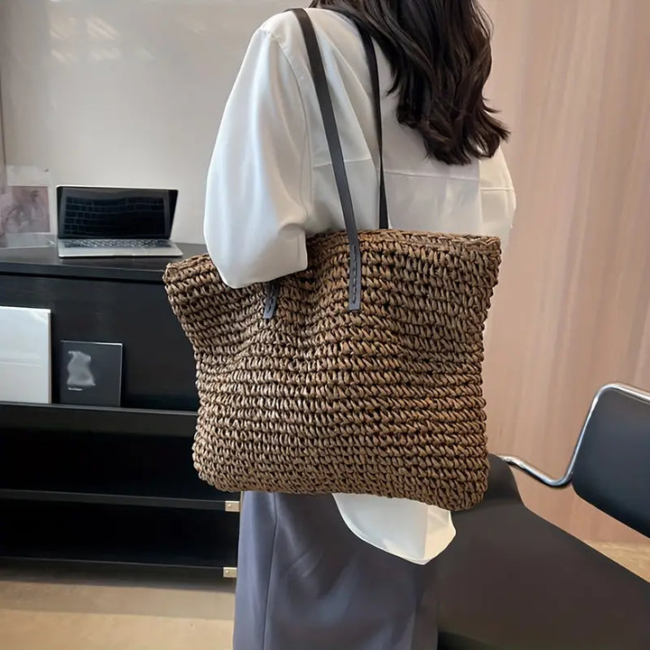 Alessia - Chic Straw Beach Tote Bag