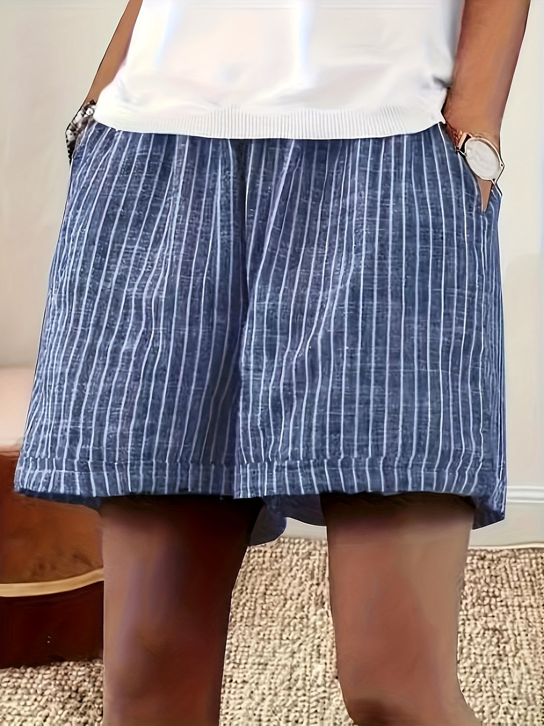 Sandra - Women Casual Striped Summer Shorts with Pockets