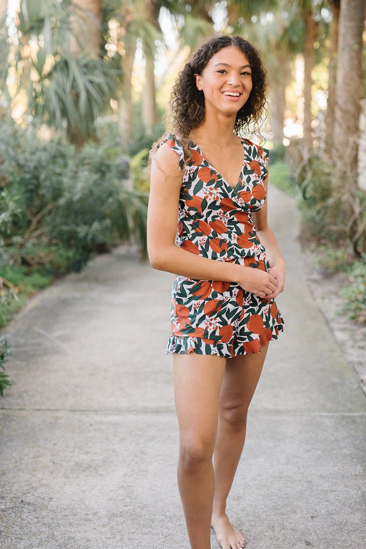 Theodosia | Women's Swimsuit Romper with Built-In Bra