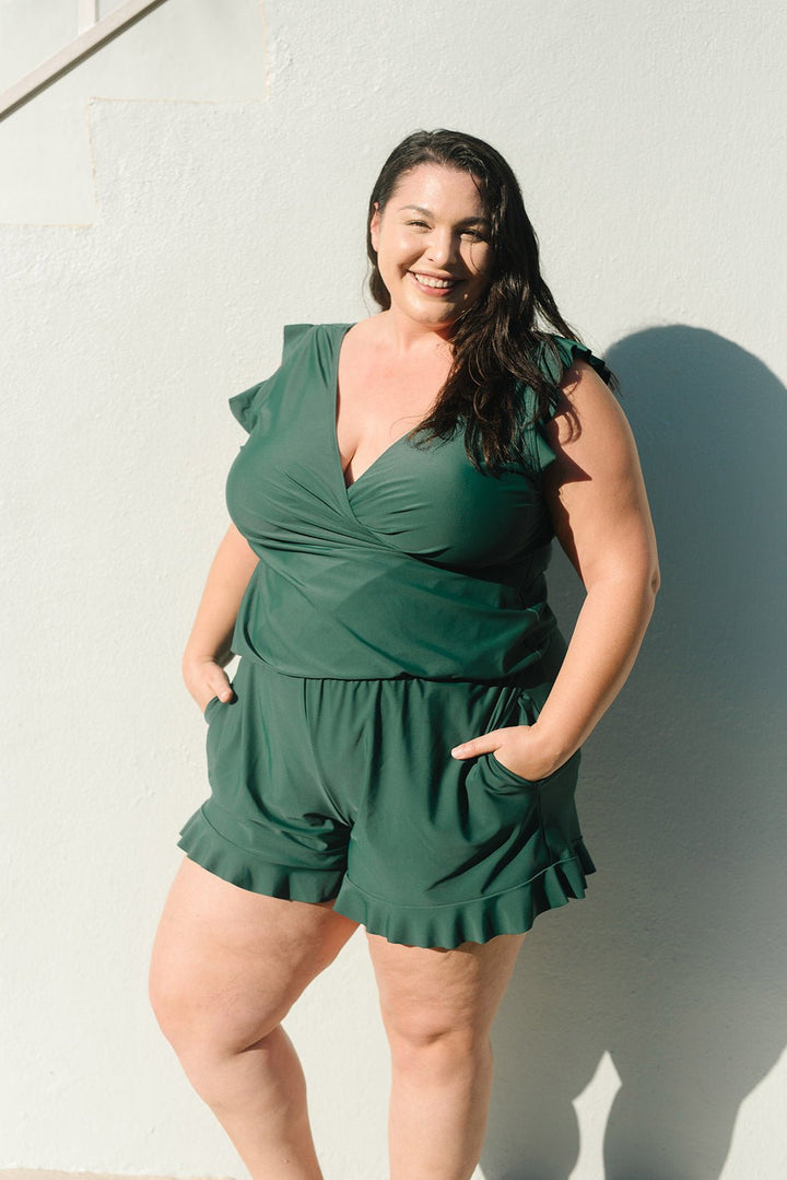 Theodosia | Women's Swimsuit Romper with Built-In Bra
