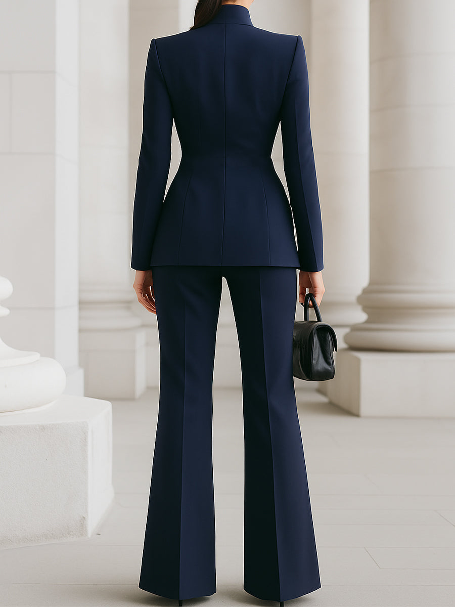 Sorie - Women's Formal Blazer and Wide Leg Pants Suit Set