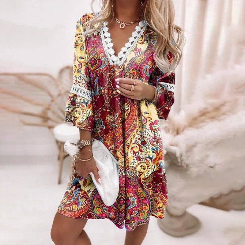 Vanessa - Everyday Boho Summer Mini Dress with Floral Print