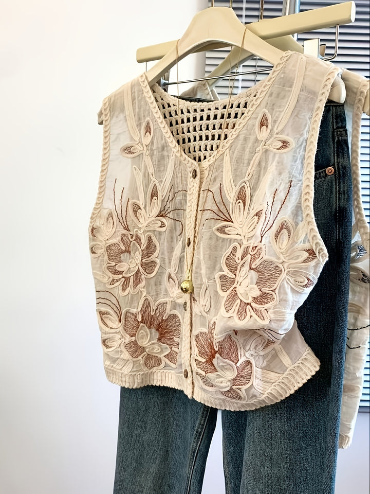 Summer - Women Boho Embroidery Crochet Vest