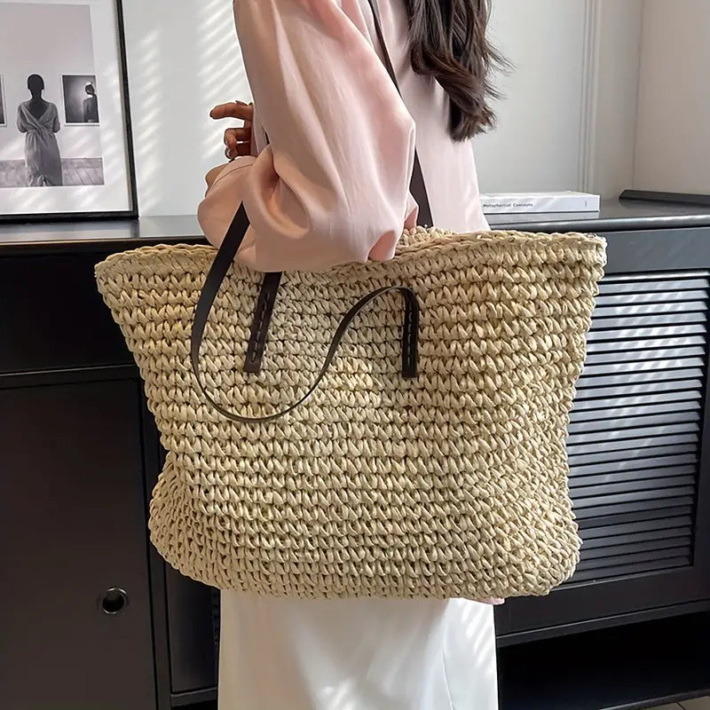 Alessia - Chic Straw Beach Tote Bag