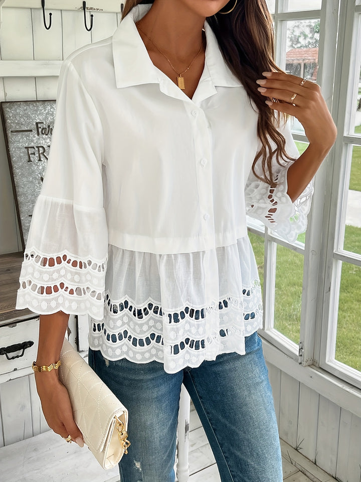 Grace - Casual Hollow-Out Embroidered Blouse