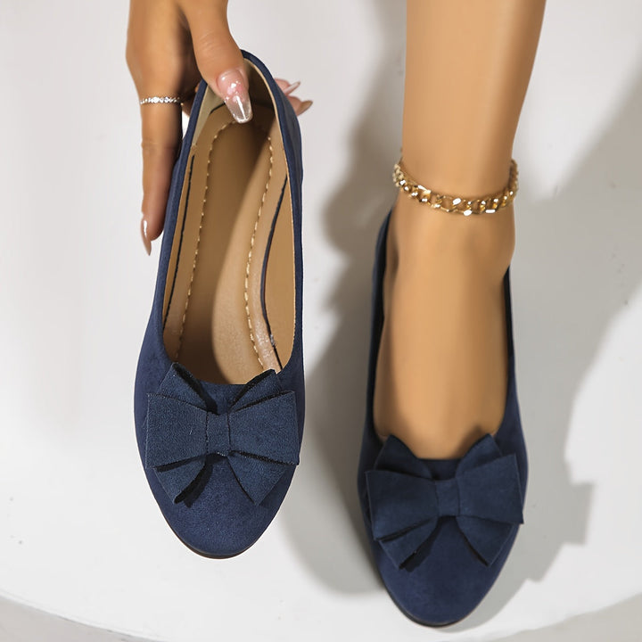 Bella | Women's Bow Detail Round Toe Ballet Flats Slip-On