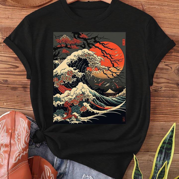 Wane - Vintage Japanese Print Graphic Tee Women