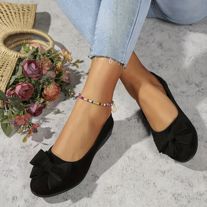Bella | Women's Bow Detail Round Toe Ballet Flats Slip-On