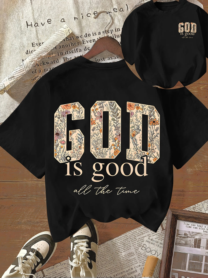 God Is Good - Women's Casual Round Neck Graphic Tee