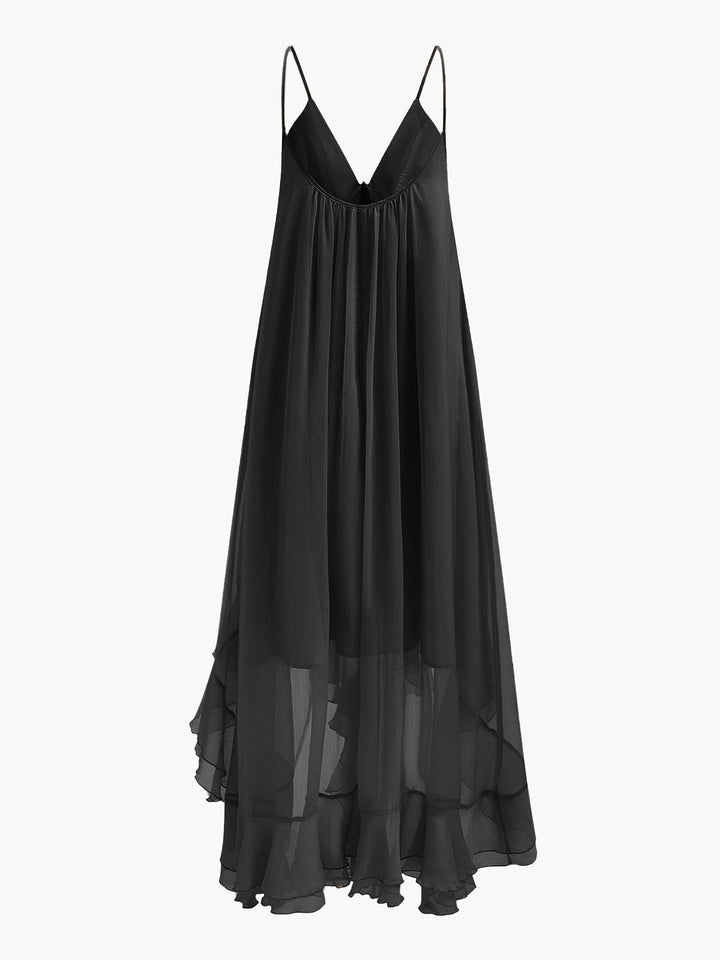 Mariana | Women Boho Chiffon Layered Dress With Cloak