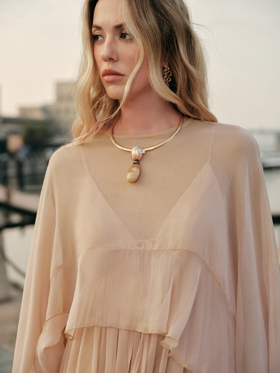 Mariana | Women Boho Chiffon Layered Dress With Cloak