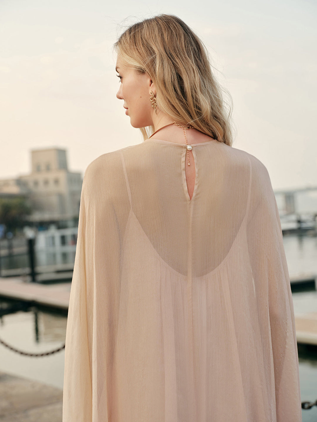 Mariana | Women Boho Chiffon Layered Dress With Cloak
