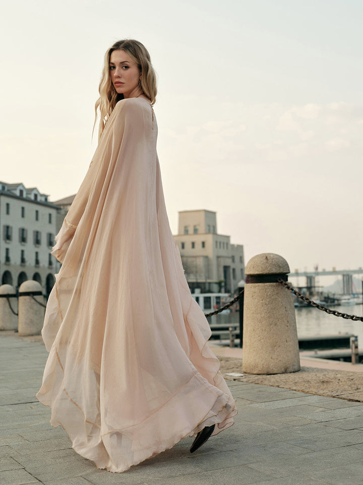 Mariana | Women Boho Chiffon Layered Dress With Cloak