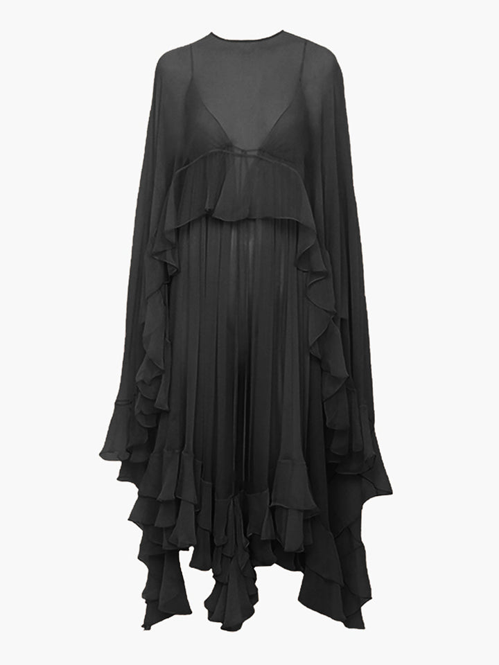 Mariana | Women Boho Chiffon Layered Dress With Cloak