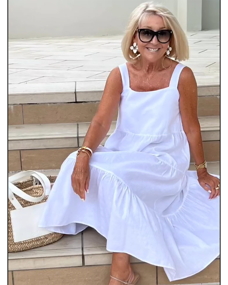 Stacked Linen Sleeveless Boho Dress