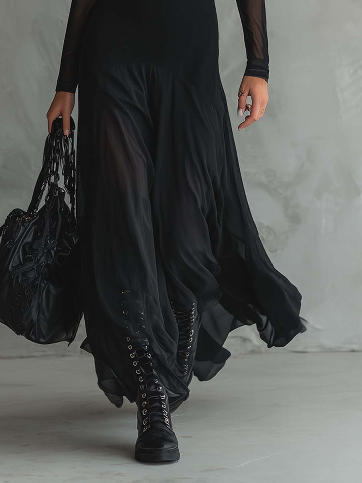 Raven - Formal Black Tie Going Out Maxi Dress