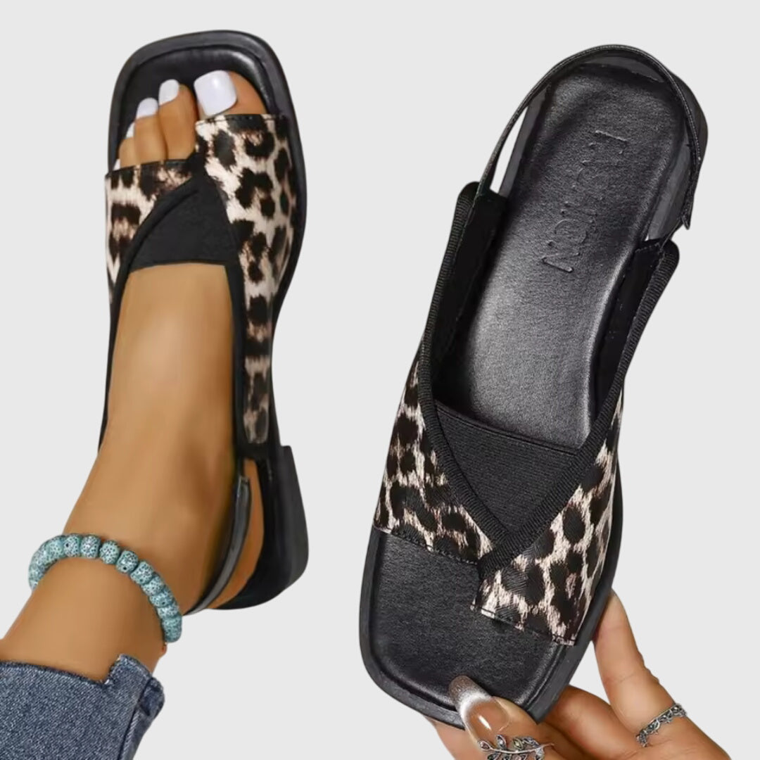Zarie | Women's Square Toe Colorblock Slip-On Flat Sandals