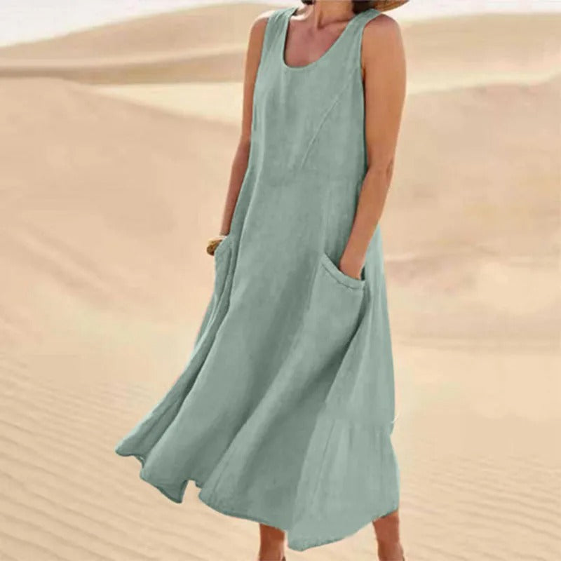 Olivia | Women's Breezy Linen Sleeveless Dress
