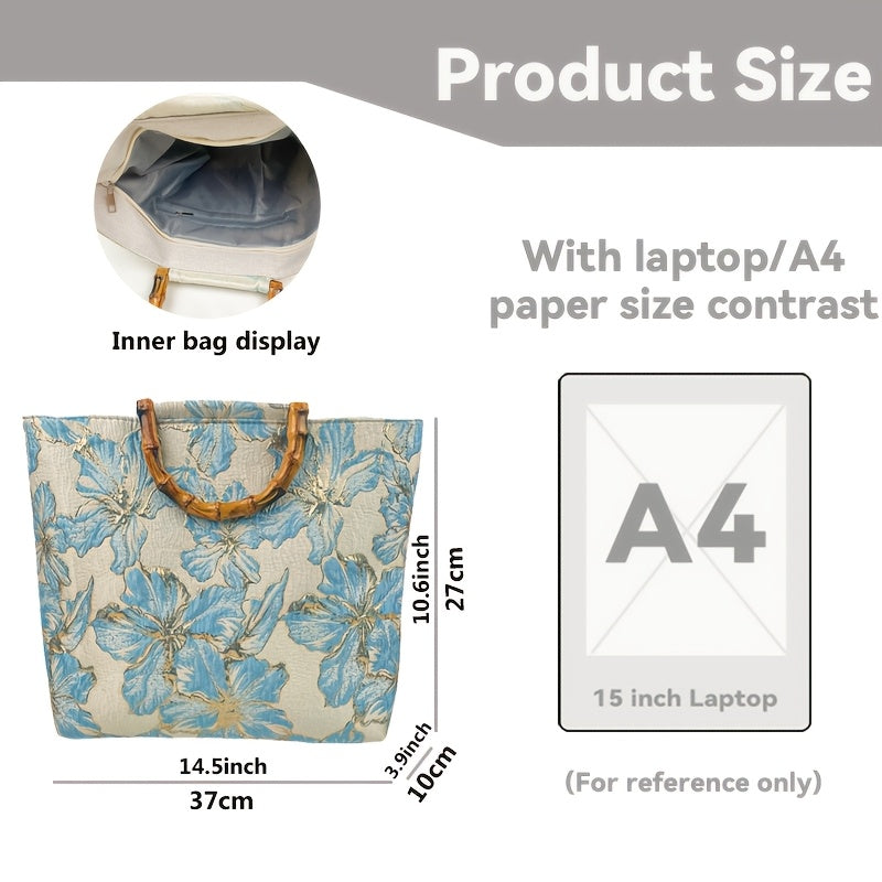 Stylish Double-Sided Floral Embroidery Large Handbag