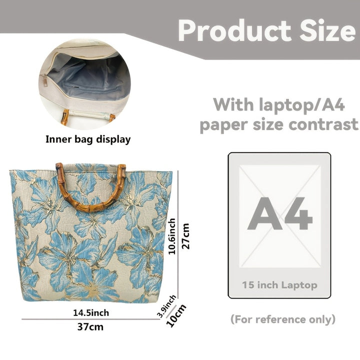 Stylish Double-Sided Floral Embroidery Large Handbag