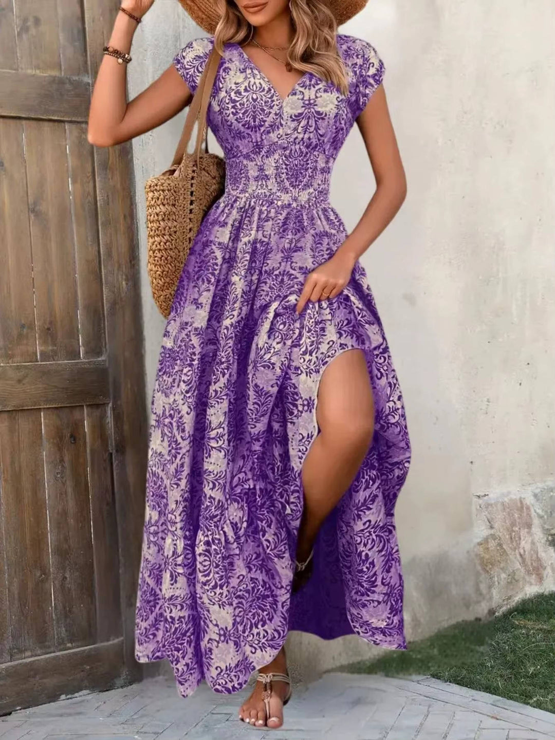 Emma | Women Boho Patterned Sleeveless A-line Maxi Dress