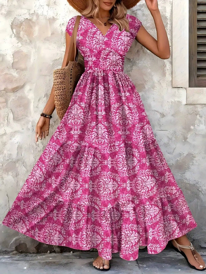 Emma | Women Boho Patterned Sleeveless A-line Maxi Dress