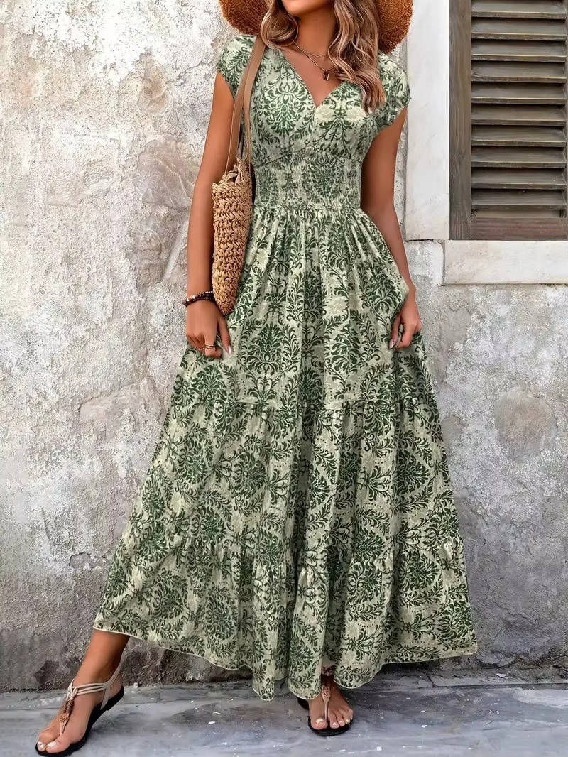 Emma | Women Boho Patterned Sleeveless A-line Maxi Dress