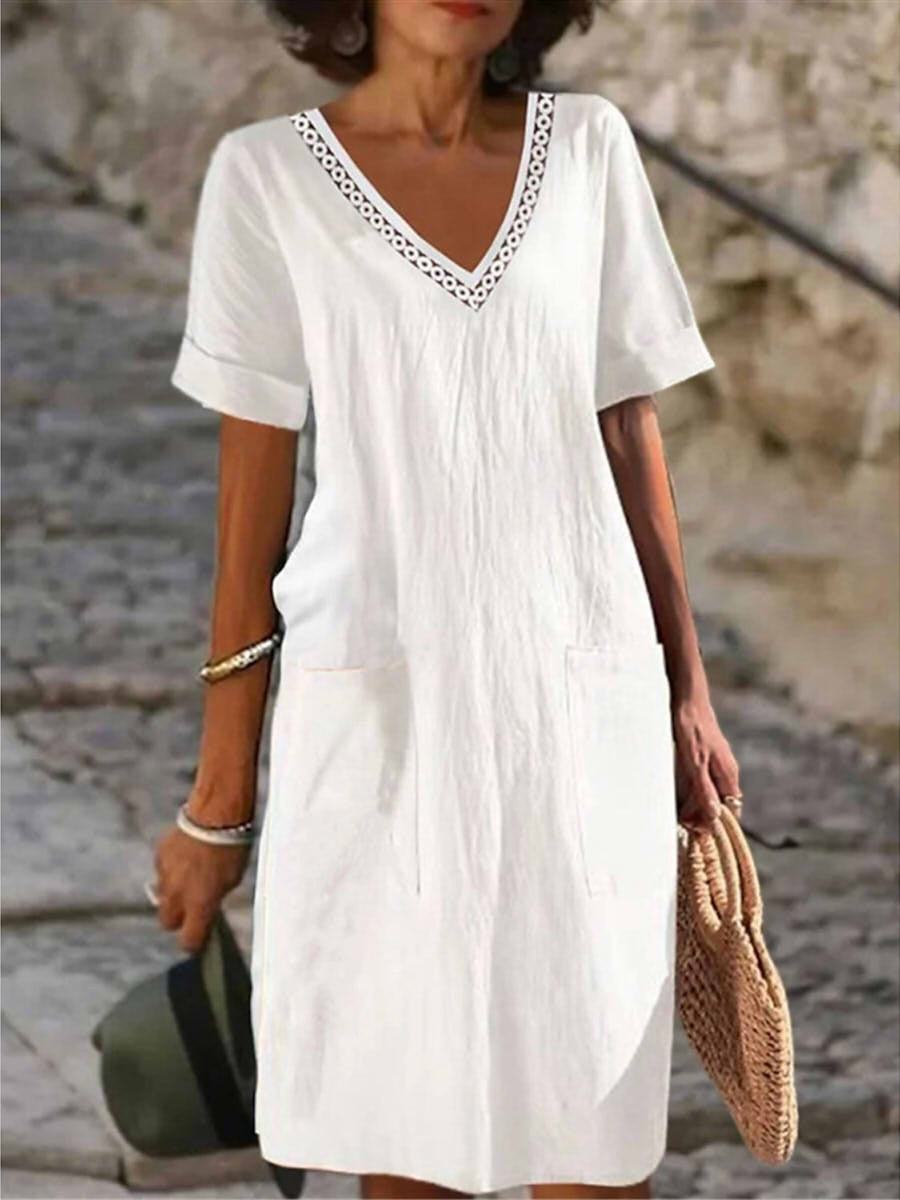 White Sundress for Women - Casual Summer Midi Dress