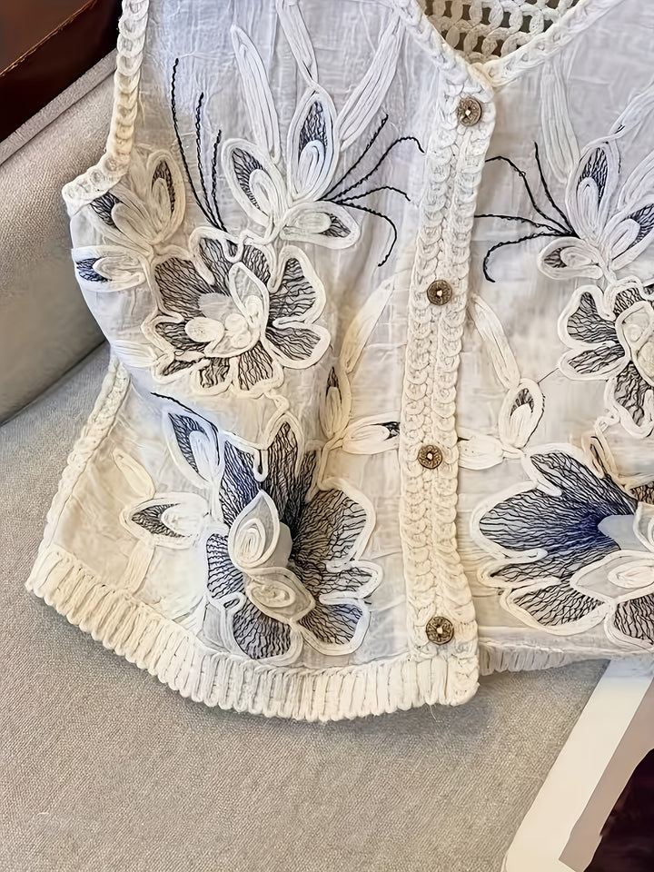 Summer - Women Boho Embroidery Crochet Vest