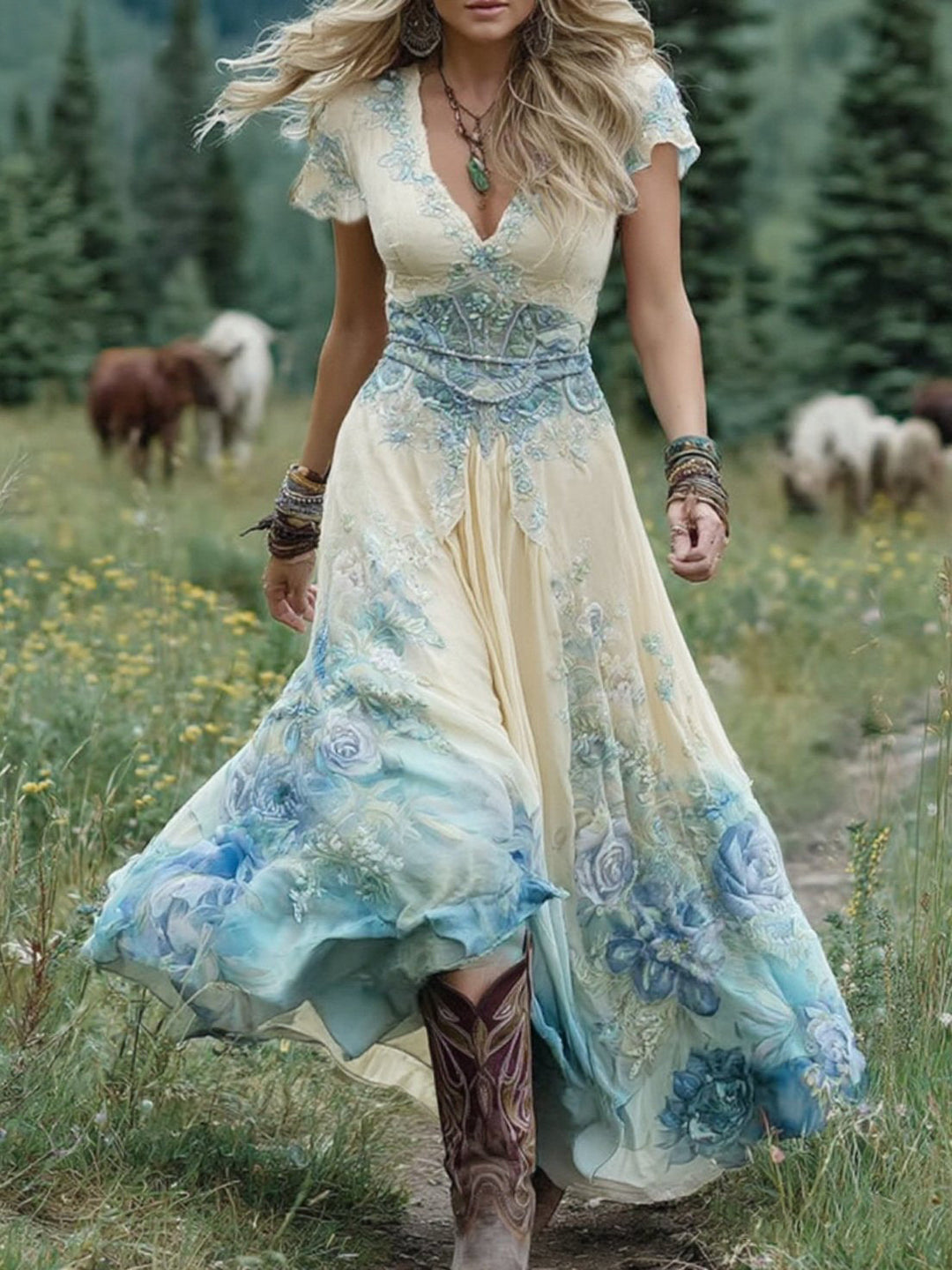 Audrie - Women’s Chic Boho Maxi Dress