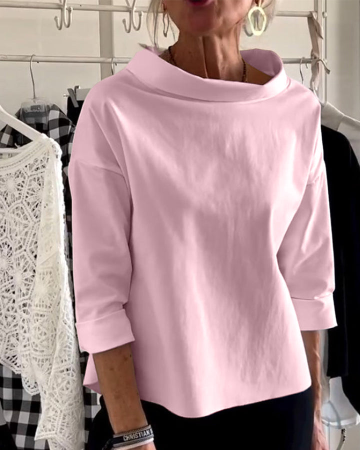 Elaine | Women Casual Wide Lapel Half Turtleneck Top