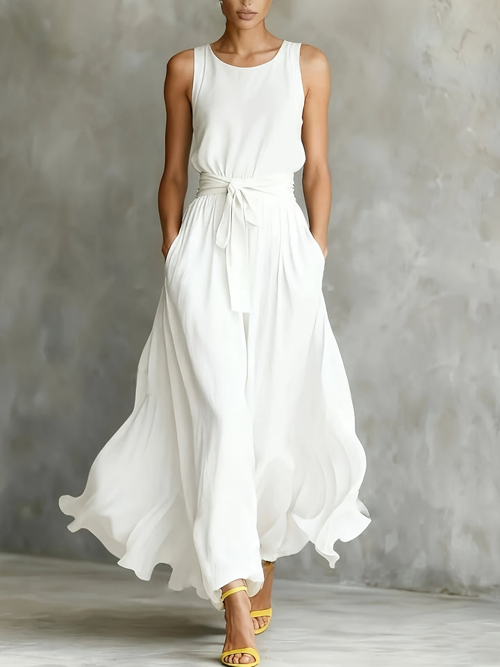 Grace - Women Casual Sleeveless Belted Maxi Dress