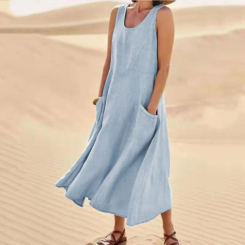 Olivia | Women's Breezy Linen Sleeveless Dress