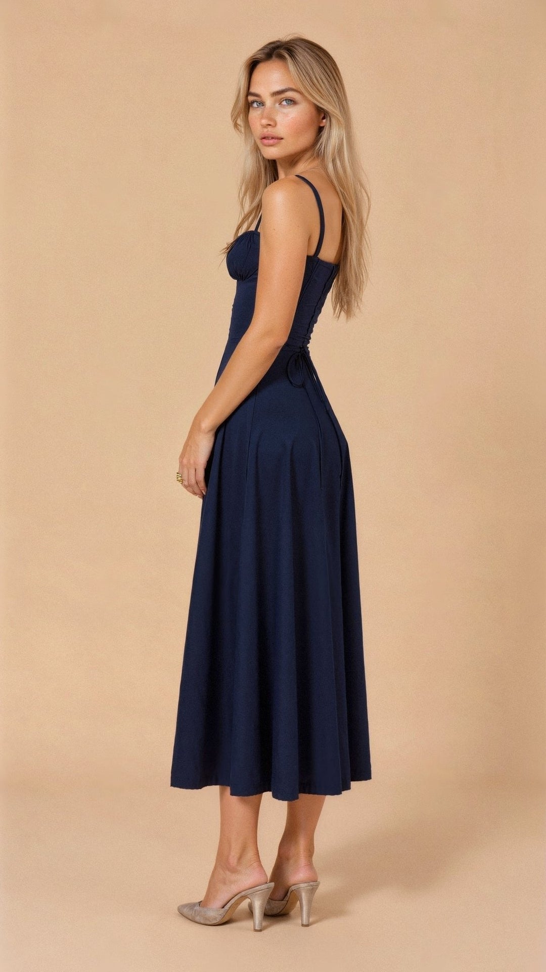Laura - Women Elegant Floral Square-Neck Corset Midi Dress