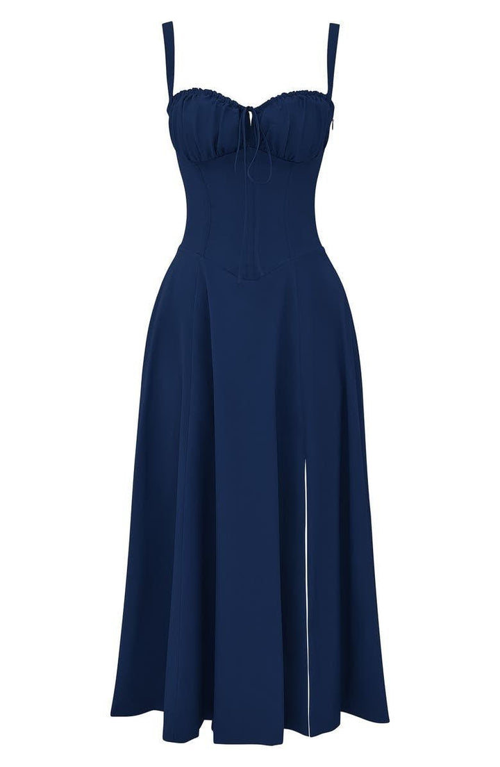Laura - Women Elegant Floral Square-Neck Corset Midi Dress