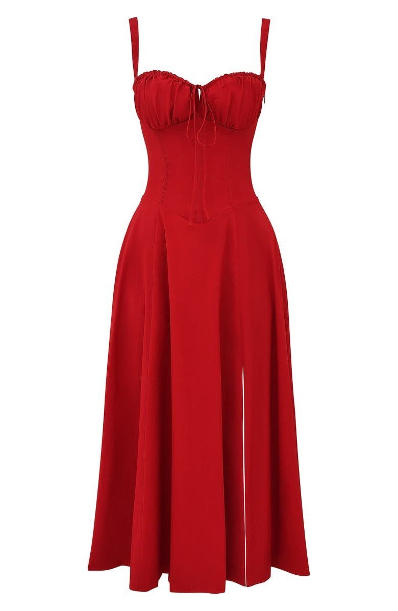 Laura - Women Elegant Floral Square-Neck Corset Midi Dress