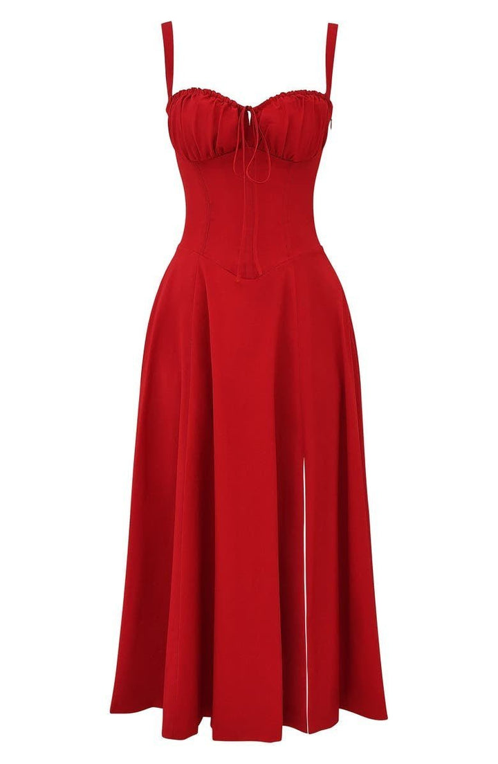 Laura - Women Elegant Floral Square-Neck Corset Midi Dress