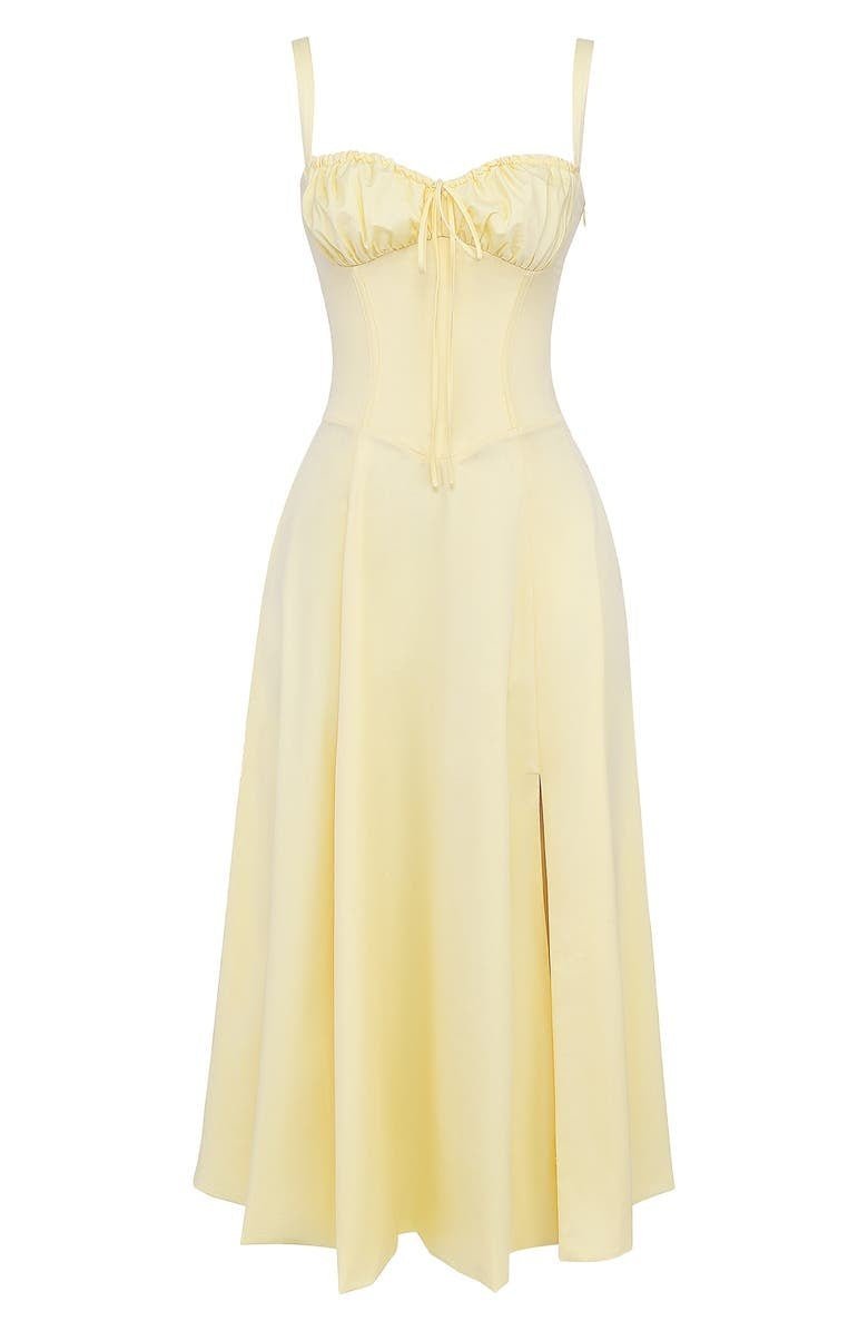 Laura - Women Elegant Floral Square-Neck Corset Midi Dress