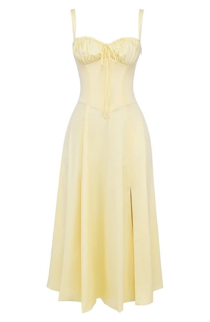 Laura - Women Elegant Floral Square-Neck Corset Midi Dress