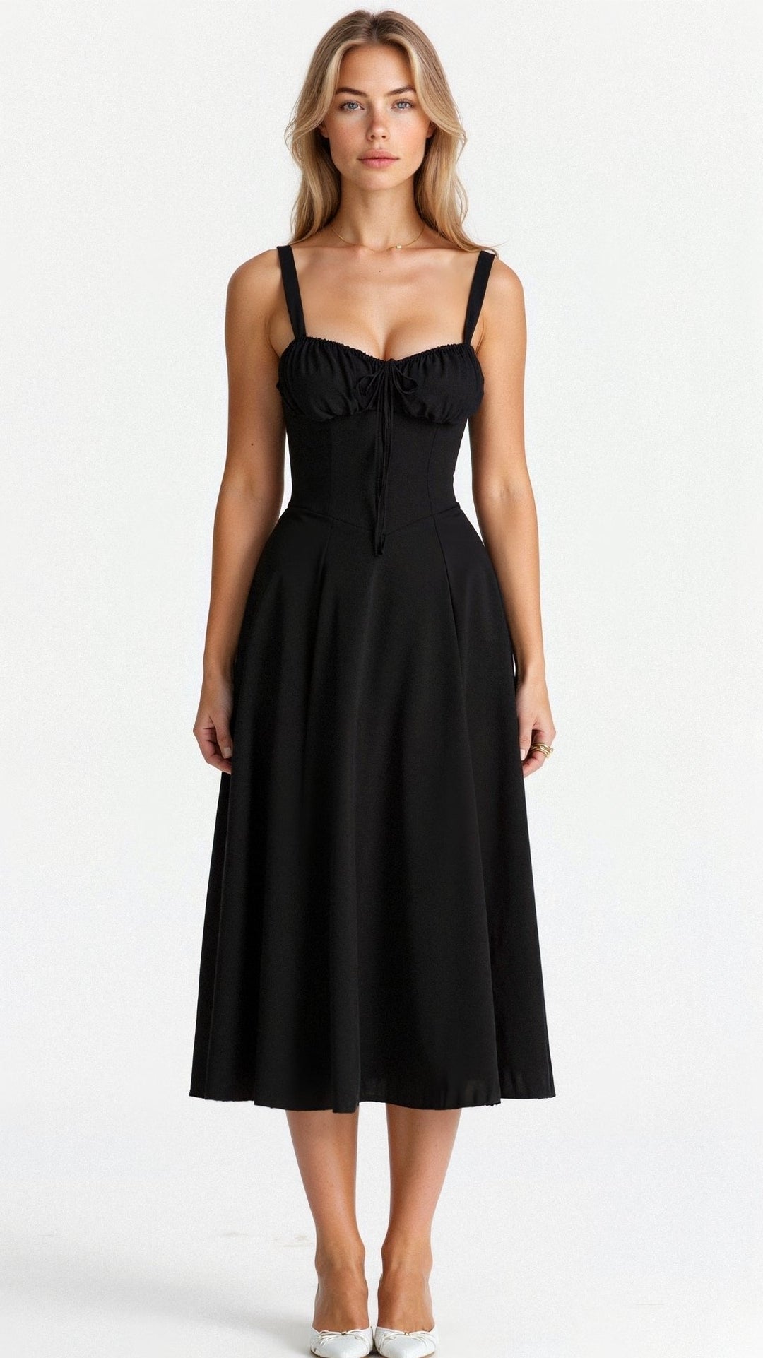 Laura - Women Elegant Floral Square-Neck Corset Midi Dress