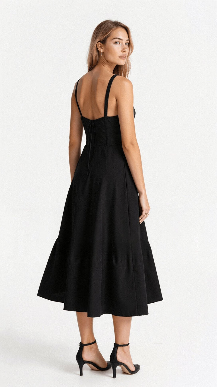 Laura - Women Elegant Floral Square-Neck Corset Midi Dress