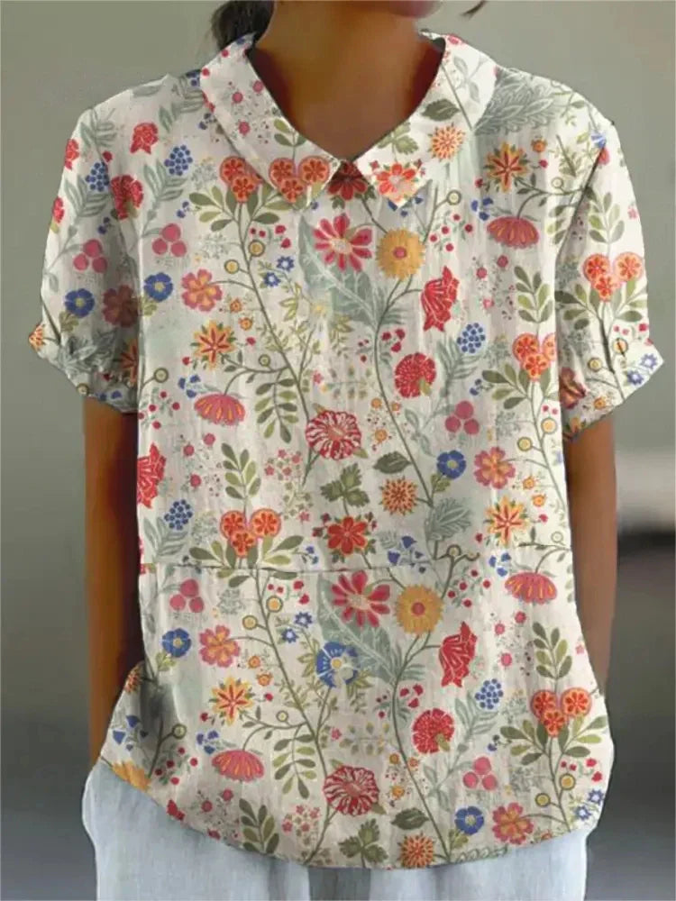 Stephanie - Collared Short Sleeve Blouse
